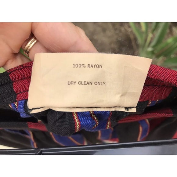 VTG Boho Hippie Peasant Tribal Stripe Fringe Skirt - Picture 6 of 8